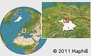 Satellite Location Map of Coburg, highlighted parent region, highlighted grandparent region