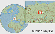 Savanna Style Location Map of Coburg, highlighted parent region, hill shading