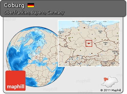 Shaded Relief Location Map of Coburg