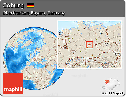 Shaded Relief Location Map of Coburg