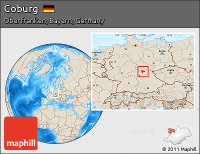 Shaded Relief Location Map of Coburg