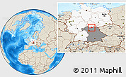 Shaded Relief Location Map of Coburg, highlighted country, highlighted grandparent region