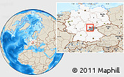 Shaded Relief Location Map of Coburg, highlighted country, highlighted parent region