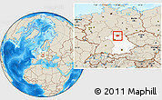 Shaded Relief Location Map of Coburg, highlighted grandparent region