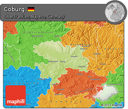 Physical Map of Coburg, political outside