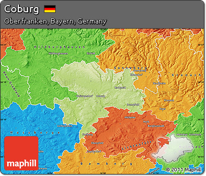 Physical Map of Coburg, political outside