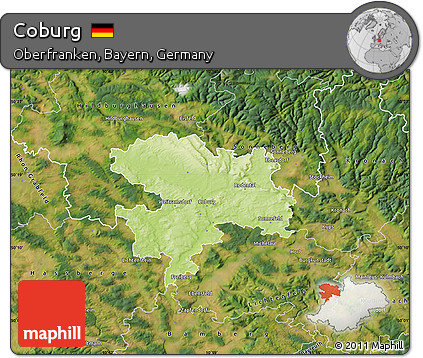Physical Map of Coburg, satellite outside