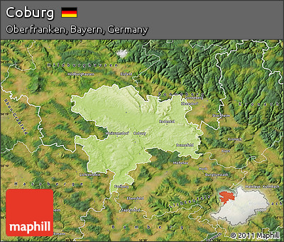 Physical Map of Coburg, satellite outside
