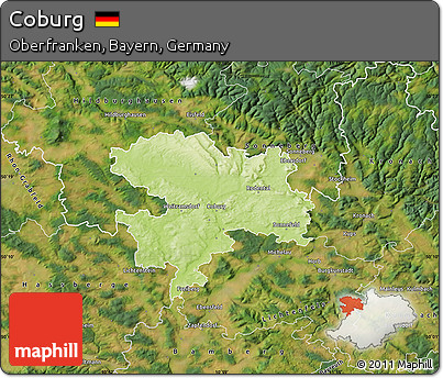 Physical Map of Coburg, satellite outside