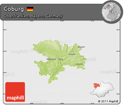 Physical Map of Coburg, single color outside