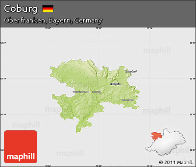 Physical Map of Coburg, single color outside
