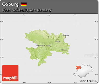 Physical Map of Coburg, single color outside
