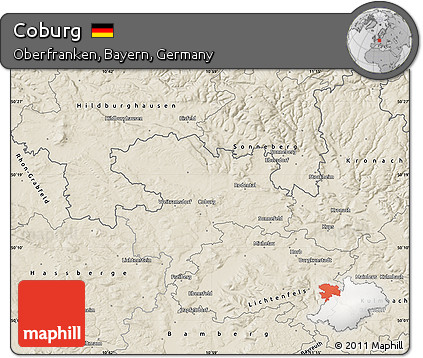 Shaded Relief Map of Coburg