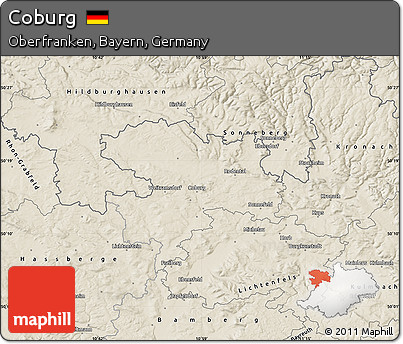 Shaded Relief Map of Coburg