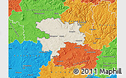 Shaded Relief Map of Coburg, political outside
