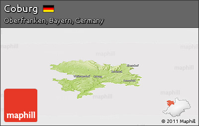 Physical Panoramic Map of Coburg, cropped outside