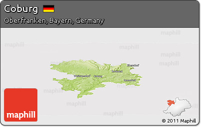 Physical Panoramic Map of Coburg, cropped outside