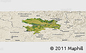 Satellite Panoramic Map of Coburg, shaded relief outside