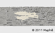 Shaded Relief Panoramic Map of Coburg, darken, semi-desaturated
