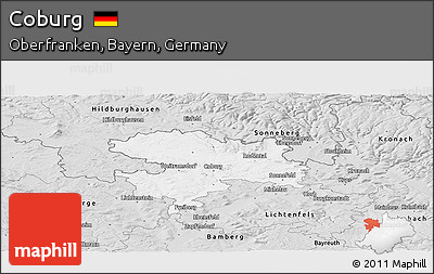 Silver Style Panoramic Map of Coburg