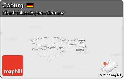 Silver Style Panoramic Map of Coburg, single color outside