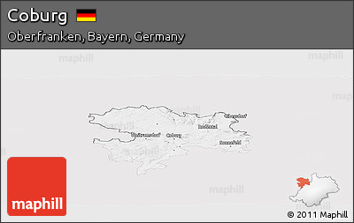 Silver Style Panoramic Map of Coburg, single color outside