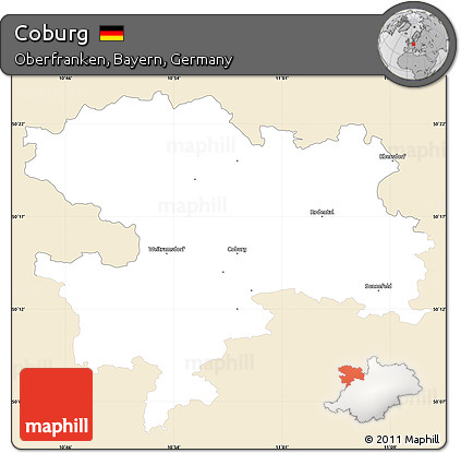 Classic Style Simple Map of Coburg, single color outside