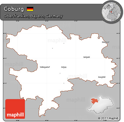 Gray Simple Map of Coburg, cropped outside
