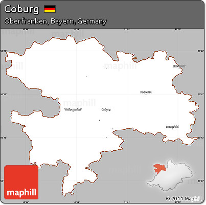 Gray Simple Map of Coburg, cropped outside
