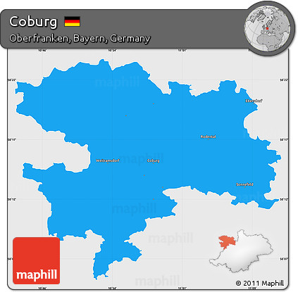 Political Simple Map of Coburg, single color outside