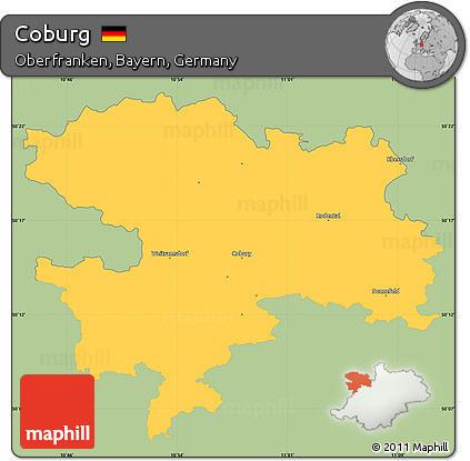 Savanna Style Simple Map of Coburg, single color outside