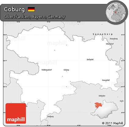 Silver Style Simple Map of Coburg