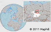 Gray Location Map of Hof, highlighted parent region, highlighted grandparent region, hill shading