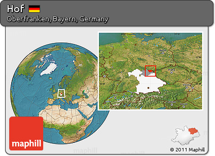 Satellite Location Map of Hof, highlighted parent region, highlighted grandparent region