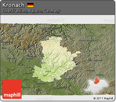 Physical 3D Map of Kronach, darken