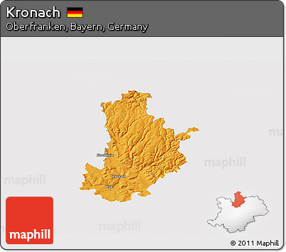 Political 3D Map of Kronach, single color outside