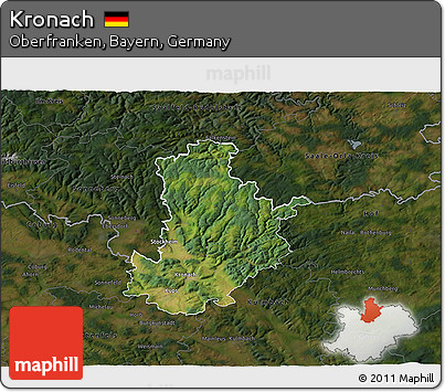 Satellite 3D Map of Kronach, darken