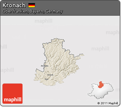 Shaded Relief 3D Map of Kronach, single color outside