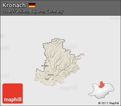 Shaded Relief 3D Map of Kronach, single color outside