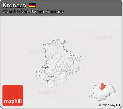 Silver Style 3D Map of Kronach, single color outside