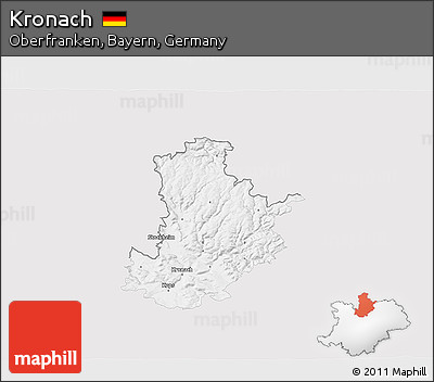 Silver Style 3D Map of Kronach, single color outside