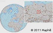 Gray Location Map of Kronach, hill shading