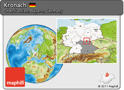 Physical Location Map of Kronach, highlighted country, highlighted grandparent region