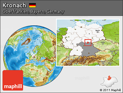 Physical Location Map of Kronach, highlighted country, highlighted grandparent region