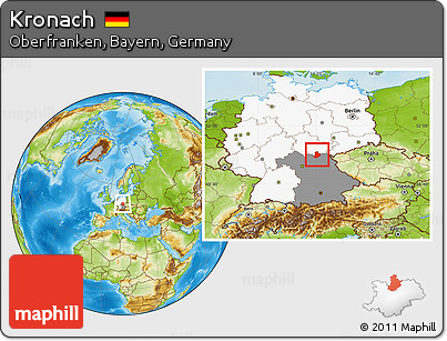 Physical Location Map of Kronach, highlighted country, highlighted grandparent region