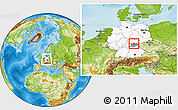 Physical Location Map of Kronach, highlighted country, highlighted parent region, within the entire country