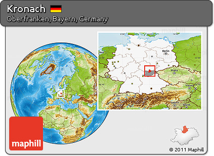 Physical Location Map of Kronach, highlighted country, highlighted parent region