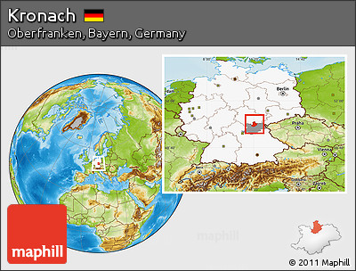 Physical Location Map of Kronach, highlighted country, highlighted parent region