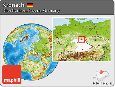 Physical Location Map of Kronach, highlighted grandparent region