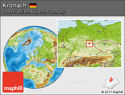 Physical Location Map of Kronach, highlighted parent region